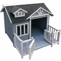 WILTEC Niche De Chien En Gris Maison De Luxe XL Bois Balcon Jardin Terrasse Chien