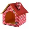 Perle Rare Cheminée Pet House Dog Supplies Cheminée Dog House Cat House Dog Cage Tent House Pet Supplies (Rouge 39 * 40.5 * 44 CM)