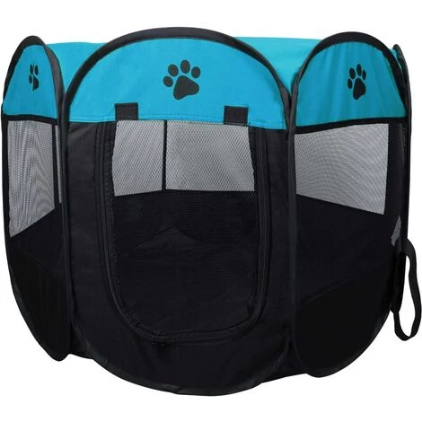 ABCRITAL Coolty Pliable Parc À Chiots Chien, Chien Pet Playpen Pour Chiens Chats Lapins Et Petits Animaux (73 * 73 * 43Cm, Bleu) 1 ABCRITAL Coolty Pliable Parc À Chiots Chien, Chien Pet Playpen Pour Chiens Chats Lapins Et Petits Animaux (73 * 73 * 43Cm, Bleu)