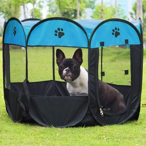 ABCRITAL Coolty Pliable Parc À Chiots Chien, Chien Pet Playpen Pour Chiens Chats Lapins Et Petits Animaux (73 * 73 * 43Cm, Bleu) 3 ABCRITAL Coolty Pliable Parc À Chiots Chien, Chien Pet Playpen Pour Chiens Chats Lapins Et Petits Animaux (73 * 73 * 43Cm, Bleu) – Image 3