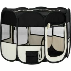 TRUE DEAL Parc Pour Chiens Pliable Avec Sac De Transport Noir 90x90x58 Cm -Niche, chenil, enclos et parc pour chien Soldes 2022 30915897 3