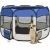 TRUE DEAL Parc Pour Chiens Pliable Avec Sac De Transport Bleu 90x90x58 Cm