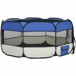 TRUE DEAL Parc Pliable Pour Chien Avec Sac De Transport Bleu 145x145x61cm -Niche, chenil, enclos et parc pour chien Soldes 2022 30915975 4
