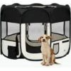 Parc Pour Chiens Pliable Avec Sac De Transport Noir 90x90x58 Cm VidaXL