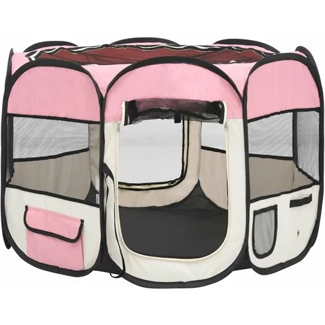 VidaXL Parc Pour Chiens Pliable Avec Sac De Transport Rose 90x90x58 Cm - Rose 3 VidaXL Parc Pour Chiens Pliable Avec Sac De Transport Rose 90x90x58 Cm - Rose – Image 3