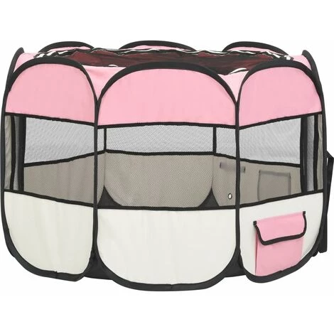 VidaXL Parc Pour Chiens Pliable Avec Sac De Transport Rose 90x90x58 Cm - Rose 5 VidaXL Parc Pour Chiens Pliable Avec Sac De Transport Rose 90x90x58 Cm - Rose – Image 5