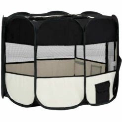 ASUPERMALL Parc Pour Chiens Pliable Avec Sac De Transport Noir 90x90x58 Cm -Niche, chenil, enclos et parc pour chien Soldes 2022 31946175 4