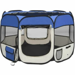 ASUPERMALL Parc Pour Chiens Pliable Avec Sac De Transport Bleu 90x90x58 Cm -Niche, chenil, enclos et parc pour chien Soldes 2022 31946183 5