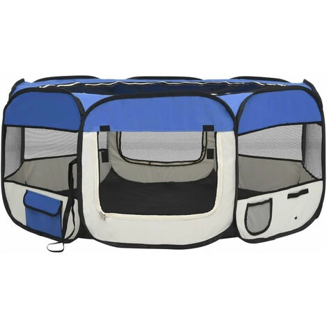 ASUPERMALL Parc Pliable Pour Chien Avec Sac De Transport Bleu 145x145x61cm 2 ASUPERMALL Parc Pliable Pour Chien Avec Sac De Transport Bleu 145x145x61cm – Image 2