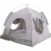 BETTERLIFE Tente Pour Animaux, Lit De Animaux De Compagnie, Tente Coussin Panier Niche Pour Chat Ultra Soft Avec Fenêtre Et Frange, Assemblage Facile, Pratique Pour Stockage Et Nettoyage(gris，S)