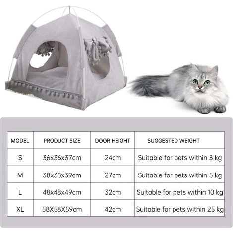 BETTERLIFE Tente Pour Animaux, Lit De Animaux De Compagnie, Tente Coussin Panier Niche Pour Chat Ultra Soft Avec Fenêtre Et Frange, Assemblage Facile, Pratique Pour Stockage Et Nettoyage(gris,S) 2 BETTERLIFE Tente Pour Animaux, Lit De Animaux De Compagnie, Tente Coussin Panier Niche Pour Chat Ultra Soft Avec Fenêtre Et Frange, Assemblage Facile, Pratique Pour Stockage Et Nettoyage(gris,S) – Image 2