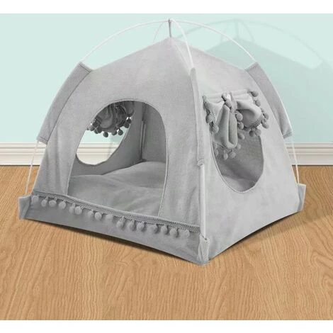 BETTERLIFE Tente Pour Animaux, Lit De Animaux De Compagnie, Tente Coussin Panier Niche Pour Chat Ultra Soft Avec Fenêtre Et Frange, Assemblage Facile, Pratique Pour Stockage Et Nettoyage(gris,S) 4 BETTERLIFE Tente Pour Animaux, Lit De Animaux De Compagnie, Tente Coussin Panier Niche Pour Chat Ultra Soft Avec Fenêtre Et Frange, Assemblage Facile, Pratique Pour Stockage Et Nettoyage(gris,S) – Image 4