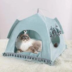 BETTERLIFE Tente Pour Animaux, Lit De Animaux De Compagnie, Tente Coussin Panier Niche Pour Chat Ultra Soft Avec Fenêtre Et Frange, Assemblage Facile, Pratique Pour Stockage Et Nettoyage(vert,S) -Niche, chenil, enclos et parc pour chien Soldes 2022 31991685 3