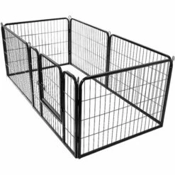 SIFREE Parc Enclos Pour Petits Chiens Chiots Lapin Exterieur Interieur 80 X 60 Cm 6 Panneaux Avec Porte Noir -Niche, chenil, enclos et parc pour chien Soldes 2022 32327306 3
