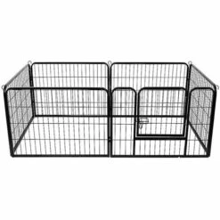 SIFREE Parc Enclos Pour Petits Chiens Chiots Lapin Exterieur Interieur 80 X 60 Cm 6 Panneaux Avec Porte Noir -Niche, chenil, enclos et parc pour chien Soldes 2022 32327306 4