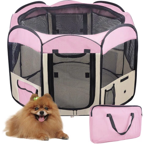 SIFREE Clôture Detachable Amovible Pour Animaux De Compagnie, Ronde A Huit Côtes-rose 1 SIFREE Clôture Detachable Amovible Pour Animaux De Compagnie, Ronde A Huit Côtes-rose