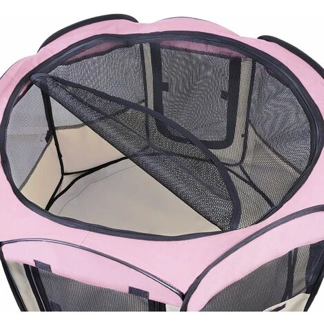 SIFREE Clôture Detachable Amovible Pour Animaux De Compagnie, Ronde A Huit Côtes-rose 2 SIFREE Clôture Detachable Amovible Pour Animaux De Compagnie, Ronde A Huit Côtes-rose – Image 2