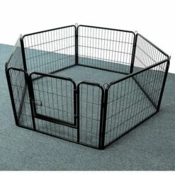 SIFREE Parc Enclos Pour Petits Chiens Chiots Lapin Exterieur Interieur 80 X60cm 6 Panneaux Avec Porte Noir