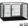 Relaxdays Enclos Pour Chiots Avec Fond, Parc Pour Petits Chiens, Lapins Et Chiots, Intérieur, Haut, Taille L, Noir