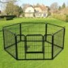 SKECTEN Parc Enclos Pour Petits Chiens Chiots Lapin Extérieur Intérieur 80 X 60 Cm 6 Panneaux Avec Porte Noir