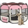 YOUTHUP Parc Pour Chiens Pliable Avec Sac De Transport Rose 90x90x58 Cm - Rose