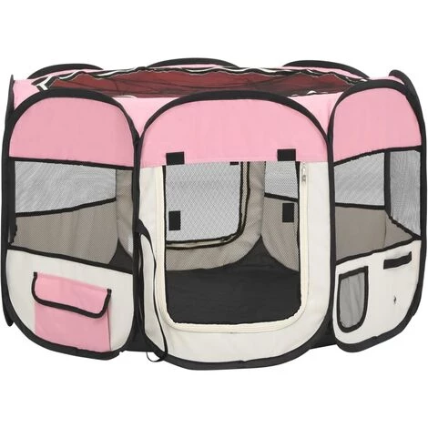 YOUTHUP Parc Pour Chiens Pliable Avec Sac De Transport Rose 90x90x58 Cm - Rose 2 YOUTHUP Parc Pour Chiens Pliable Avec Sac De Transport Rose 90x90x58 Cm - Rose – Image 2