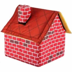 BRIDAY 2 Dans 1 Maison De Chien Et De Lit De Chien De Brique Rouge, Nid D'animal Familier Mou Chaud Pliable Antidérapant De Chiot De Chat, Lit De Chien Démontable Et Lavable -Niche, chenil, enclos et parc pour chien Soldes 2022 33463107 3
