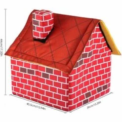 BRIDAY 2 Dans 1 Maison De Chien Et De Lit De Chien De Brique Rouge, Nid D'animal Familier Mou Chaud Pliable Antidérapant De Chiot De Chat, Lit De Chien Démontable Et Lavable -Niche, chenil, enclos et parc pour chien Soldes 2022 33463107 4