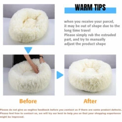 MERKMAK Chenil Pour Chien Chenil Rond Poils Longs En Cachemire Sud-Coreen Automne / Hiver Chenil Chat Matelas Pour Petits Et Moyens Chiens Beige S -Niche, chenil, enclos et parc pour chien Soldes 2022 33536315 5