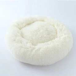 MERKMAK Chenil Pour Chien Chenil Rond Cheveux Longs Polaire Sud-Coreen Automne Et Hiver Chenil Chat Matelas Petits Et Moyens Chiens Beige M