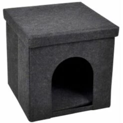 Paris Prix - Niche Pour Chat "pouf Déco" 38cm Anthracite