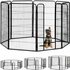 Relaxdays Enclos Pour Chiots, Petits Chiens, Chiots, Pour L’intérieur, Stable, Extérieur, Parc, Taille XXL, Noir