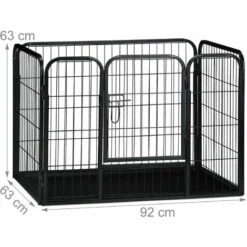 Relaxdays Enclos Pour Chiots Avec Fond, Parc Pour Petits Chiens, Lapins Et Chiots, Intérieur, Haut, Taille M, Noir -Niche, chenil, enclos et parc pour chien Soldes 2022 34033840 4