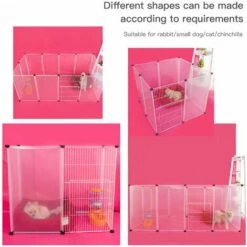 HAPPYSHOPPING Cloture Combinee Gratuite Pour Chiens Et Chats， (blanc Transparent Avec Porte-12 Pieces De S) Adaptee Aux Animaux Pesant Moins De 10 Kg -Niche, chenil, enclos et parc pour chien Soldes 2022 34898592 4