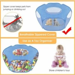DONTODENT 2020 Nouvelle Clôture Pour Petits Animaux, Cage Pliable Pour Animaux De Compagnie Avec Couvercle Supérieur Pour Empêcher L'évasion, Clôture Escamotable à Usage Intérieur/extérieur Respirante Et Transparente Chaton, Chiot, Cobaye, Lapin, Hamster