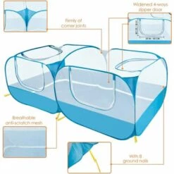 DONTODENT Clôture Pour Petits Animaux, Grande Cage De Course à Poulet Portable, Avec Fond Amovible, Mur En Maille Transparente Respirante, Clôture Pliable Pour Animaux De Compagnie, Adaptée à Une Utilisation Intérieure Et Extérieure Pour Les Chiens, Les Chatons Et -Niche, chenil, enclos et parc pour chien Soldes 2022 35077693 3