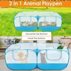 DONTODENT Clôture Pour Petits Animaux, Grande Cage De Course à Poulet Portable, Avec Fond Amovible, Mur En Maille Transparente Respirante, Clôture Pliable Pour Animaux De Compagnie, Adaptée à Une Utilisation Intérieure Et Extérieure Pour Les Chiens, Les Chatons Et -Niche, chenil, enclos et parc pour chien Soldes 2022 35077693 4