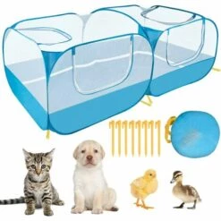 THSINDE Clôture Pour Petits Animaux, Grande Cage De Course à Poulet Portable, Avec Fond Amovible, Mur En Maille Transparente Respirante, Clôture Pliable Pour Animaux De Compagnie, Adaptée à Une Utilisation Intérieure Et Extérieure Pour Les Chiens, Les Chatons Et