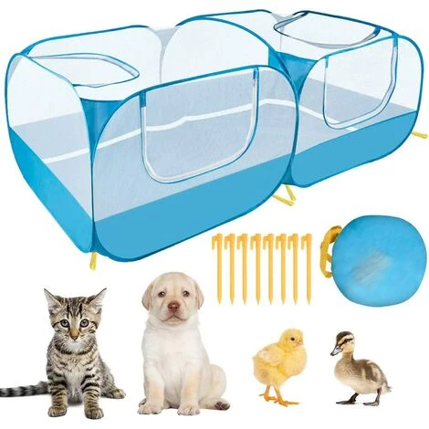 THSINDE Clôture Pour Petits Animaux, Grande Cage De Course à Poulet Portable, Avec Fond Amovible, Mur En Maille Transparente Respirante, Clôture Pliable Pour Animaux De Compagnie, Adaptée à Une Utilisation Intérieure Et Extérieure Pour Les Chiens, Les Chatons Et 1 THSINDE Clôture Pour Petits Animaux, Grande Cage De Course à Poulet Portable, Avec Fond Amovible, Mur En Maille Transparente Respirante, Clôture Pliable Pour Animaux De Compagnie, Adaptée à Une Utilisation Intérieure Et Extérieure Pour Les Chiens, Les Chatons Et