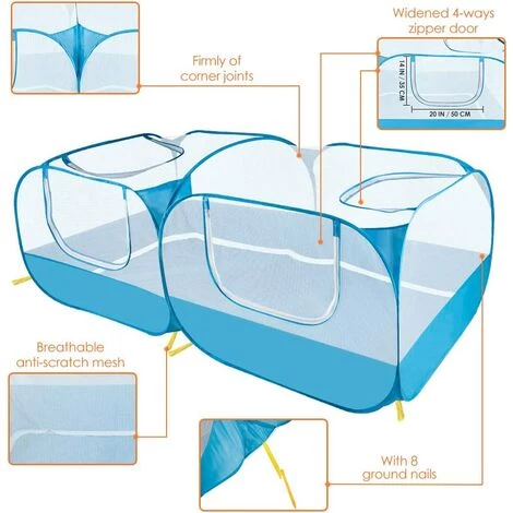 THSINDE Clôture Pour Petits Animaux, Grande Cage De Course à Poulet Portable, Avec Fond Amovible, Mur En Maille Transparente Respirante, Clôture Pliable Pour Animaux De Compagnie, Adaptée à Une Utilisation Intérieure Et Extérieure Pour Les Chiens, Les Chatons Et 4 THSINDE Clôture Pour Petits Animaux, Grande Cage De Course à Poulet Portable, Avec Fond Amovible, Mur En Maille Transparente Respirante, Clôture Pliable Pour Animaux De Compagnie, Adaptée à Une Utilisation Intérieure Et Extérieure Pour Les Chiens, Les Chatons Et – Image 4