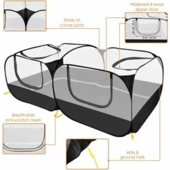 THSINDE Clôture Pour Petits Animaux, Grande Cage De Course à Poulet Portable, Avec Fond Amovible, Mur En Maille Transparente Respirante, Clôture Pliable Pour Animaux De Compagnie, Adaptée à Une Utilisation Intérieure Et Extérieure Pour Les Chiens, Les Chatons Et -Niche, chenil, enclos et parc pour chien Soldes 2022 35099810 4