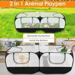 THSINDE Clôture Pour Petits Animaux, Grande Cage De Course à Poulet Portable, Avec Fond Amovible, Mur En Maille Transparente Respirante, Clôture Pliable Pour Animaux De Compagnie, Adaptée à Une Utilisation Intérieure Et Extérieure Pour Les Chiens, Les Chatons Et -Niche, chenil, enclos et parc pour chien Soldes 2022 35099810 5
