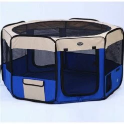 THSINDE Parc Pour Chien Chat Pliable,125*125*61cm,49cm*61cm*8pcs + 1 Housse De Transport-Bleu -Niche, chenil, enclos et parc pour chien Soldes 2022 35436708 4