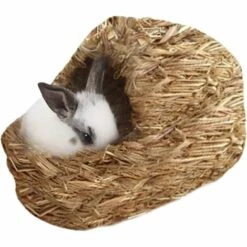 BARES Nid De Compagnie - Lit Naturel Et Nid D'herbe, Nid En Tissé Pour Animaux De Compagnie, Lit D'animal Tissé D'herbe Et Jouets Pour Des Cobayes Chinchillas Et Lapins