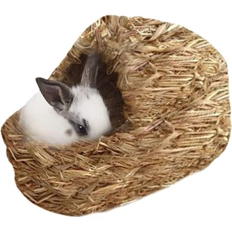 BARES Nid De Compagnie - Lit Naturel Et Nid D'herbe, Nid En Tissé Pour Animaux De Compagnie, Lit D'animal Tissé D'herbe Et Jouets Pour Des Cobayes Chinchillas Et Lapins 1 BARES Nid De Compagnie - Lit Naturel Et Nid D'herbe, Nid En Tissé Pour Animaux De Compagnie, Lit D'animal Tissé D'herbe Et Jouets Pour Des Cobayes Chinchillas Et Lapins
