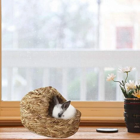 BARES Nid De Compagnie - Lit Naturel Et Nid D'herbe, Nid En Tissé Pour Animaux De Compagnie, Lit D'animal Tissé D'herbe Et Jouets Pour Des Cobayes Chinchillas Et Lapins 2 BARES Nid De Compagnie - Lit Naturel Et Nid D'herbe, Nid En Tissé Pour Animaux De Compagnie, Lit D'animal Tissé D'herbe Et Jouets Pour Des Cobayes Chinchillas Et Lapins – Image 2