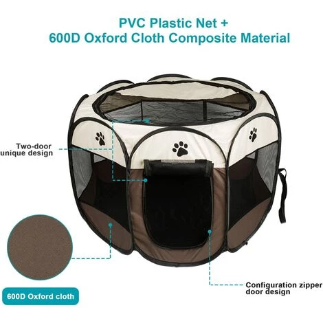 BETTERLIFE Parc Chien Parc à Chiot Enclos Pour Chiens Chats Lapins Pliable Utiliser à L'intérieur Et à L'extérieur (café) 2 BETTERLIFE Parc Chien Parc à Chiot Enclos Pour Chiens Chats Lapins Pliable Utiliser à L'intérieur Et à L'extérieur (café) – Image 2