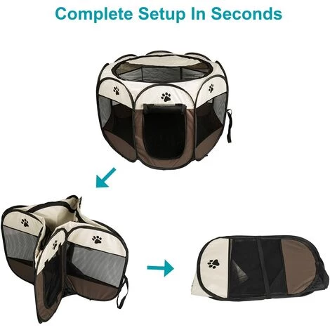 BETTERLIFE Parc Chien Parc à Chiot Enclos Pour Chiens Chats Lapins Pliable Utiliser à L'intérieur Et à L'extérieur (café) 3 BETTERLIFE Parc Chien Parc à Chiot Enclos Pour Chiens Chats Lapins Pliable Utiliser à L'intérieur Et à L'extérieur (café) – Image 3