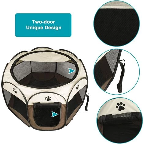 BETTERLIFE Parc Chien Parc à Chiot Enclos Pour Chiens Chats Lapins Pliable Utiliser à L'intérieur Et à L'extérieur (café) 5 BETTERLIFE Parc Chien Parc à Chiot Enclos Pour Chiens Chats Lapins Pliable Utiliser à L'intérieur Et à L'extérieur (café) – Image 5