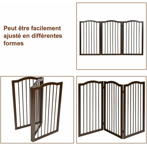 HELLOSHOP26 Barrière De Sécurité Pour Chien En Bois De Pin Barrière Animaux Marron Facile à Installer 3 Pièces 153 X 92 X 2 Cm - Bois 2 HELLOSHOP26 Barrière De Sécurité Pour Chien En Bois De Pin Barrière Animaux Marron Facile à Installer 3 Pièces 153 X 92 X 2 Cm - Bois – Image 2